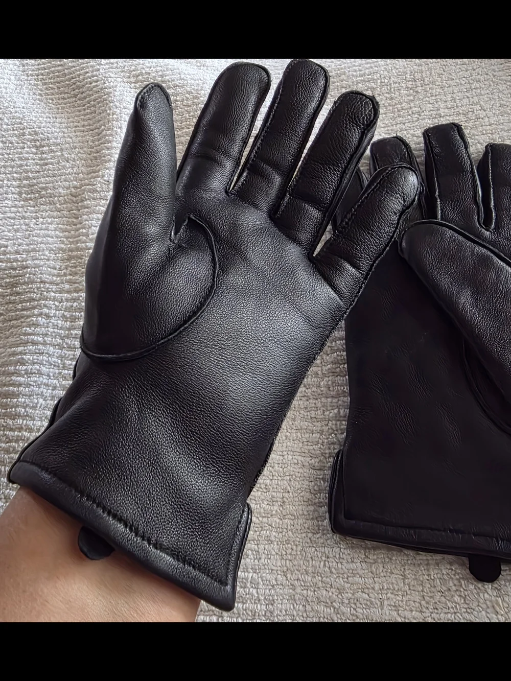 Etienne Aigner Black Leather Men's Gloves with Subtle Logo